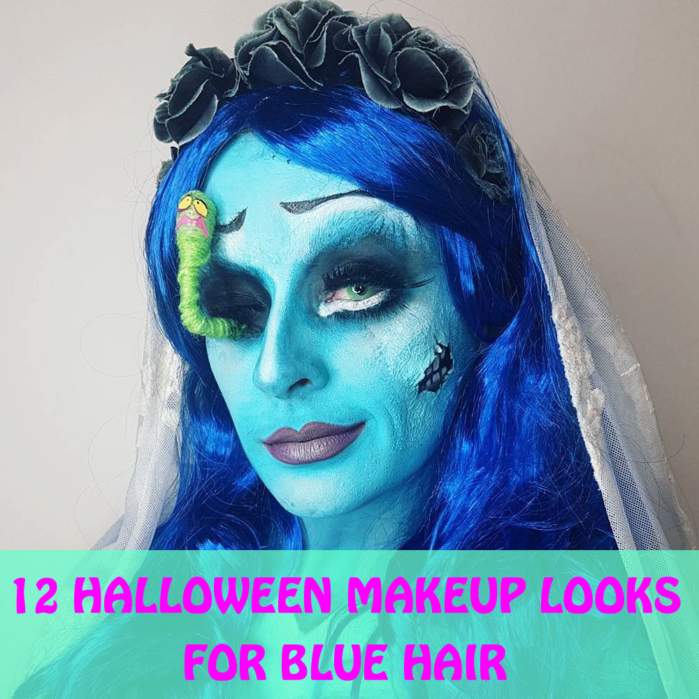 Halloween Makeup With Blue Wigs