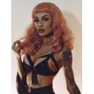 Mid Length Pink Wig Curly With Bangs
