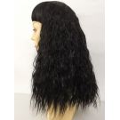 Long Black Wig With Bangs Fluffy Wavy