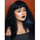 Black Fluffy Wig Wavy With Bangs