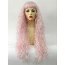 Pink Fluffy Wig Long With Bangs