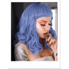 Blue Curly Wig With Bangs Pin Up Style