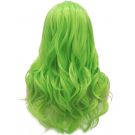 Bright Neon Green Wig Lace Front Long Wavy
