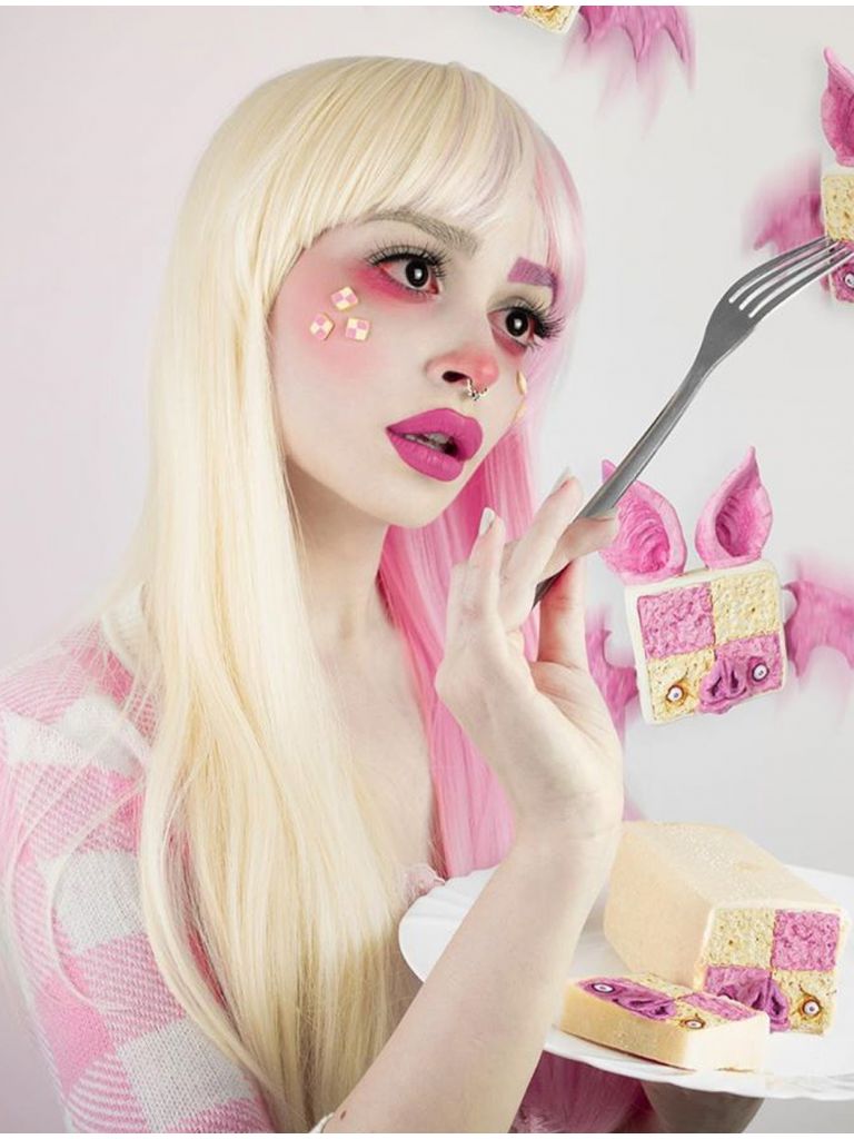 Half Pink Half Blonde Wig