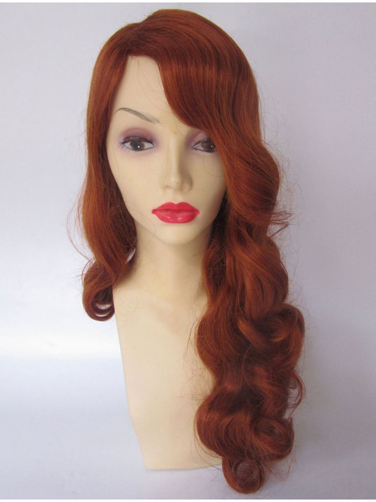 1940s Wig Red Finger Waves Long