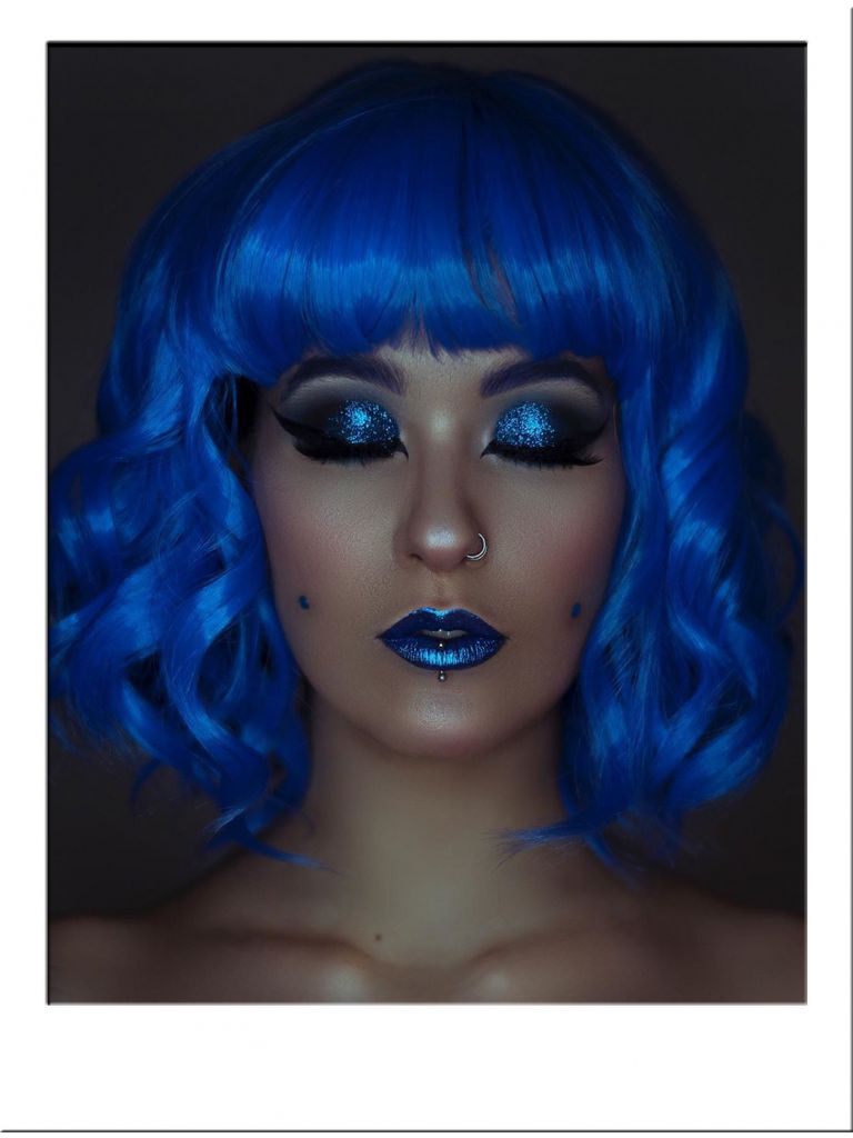 Blue Wig Short Wavy