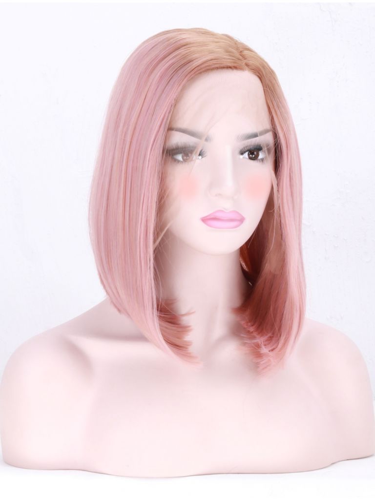 Pink Rose Gold Bob Wig Lace Front