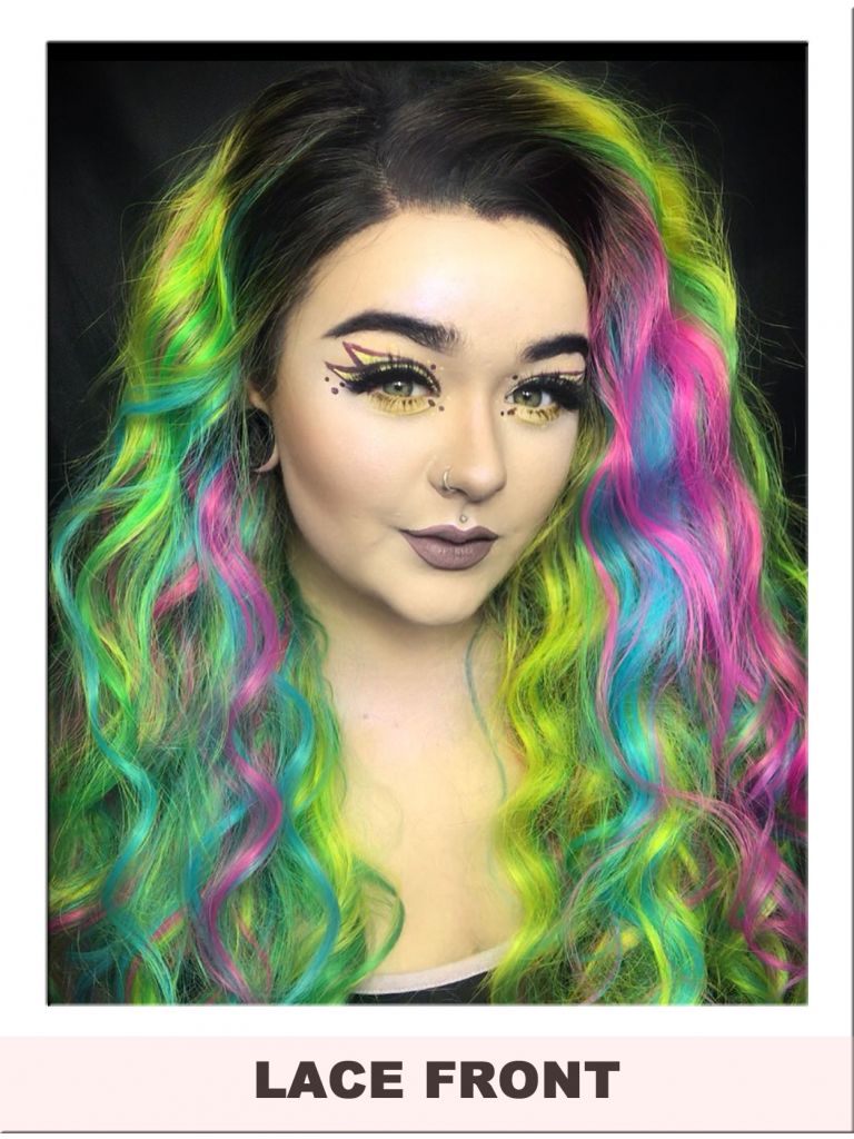 Bright Rainbow Lace Front Wig