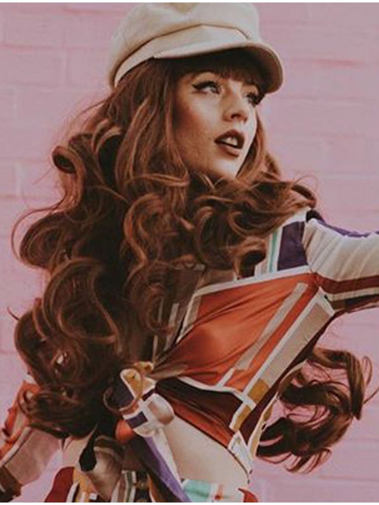 Long Wig With Bangs Brown With Blonde Highlights