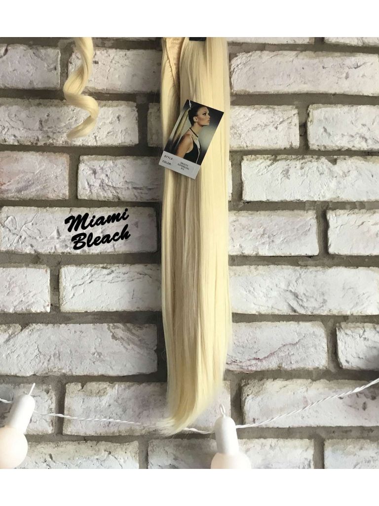 Clip In Ponytail Bleach Blonde Straight