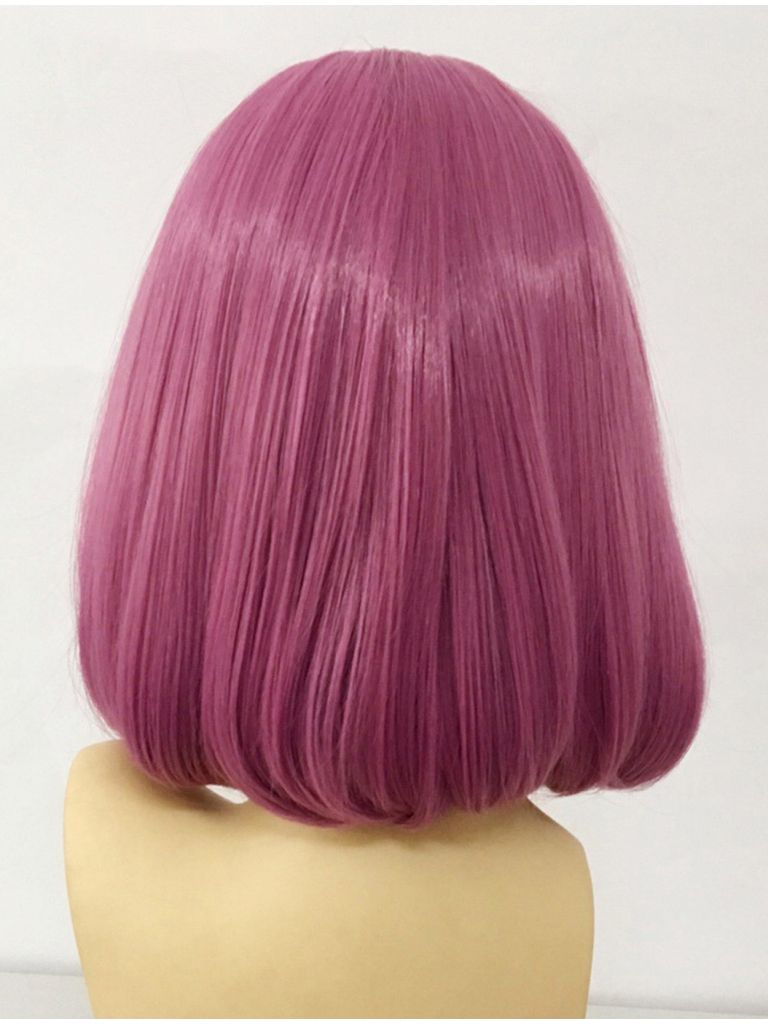 Short Straight Dark Pink Bob Wig