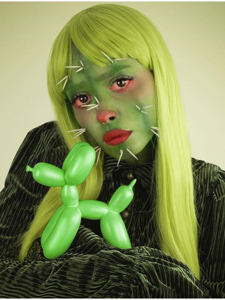 Long Straight Green Wig With Bangs