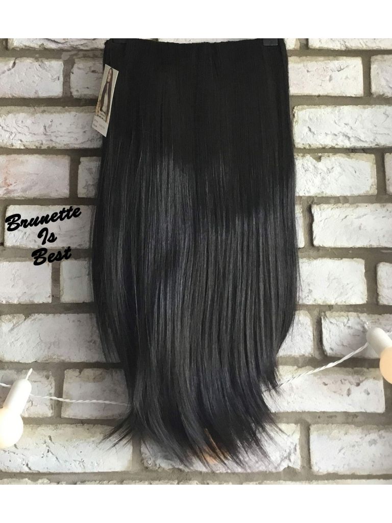 Half Wig Dark Brown Straight Long