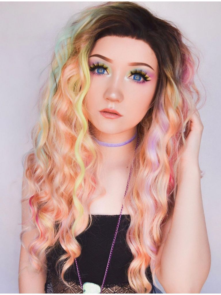 Long Multicoloured Wig Lace Front