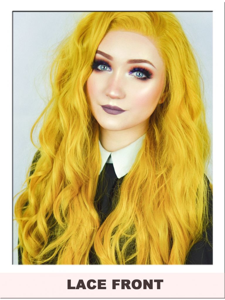 Long Mustard Yellow Lace Front Wig