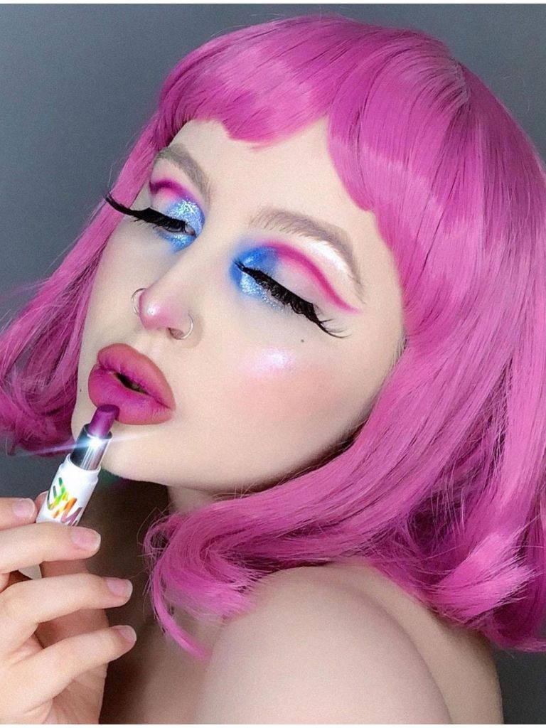 Pink Pageboy Bob Wig With Bangs