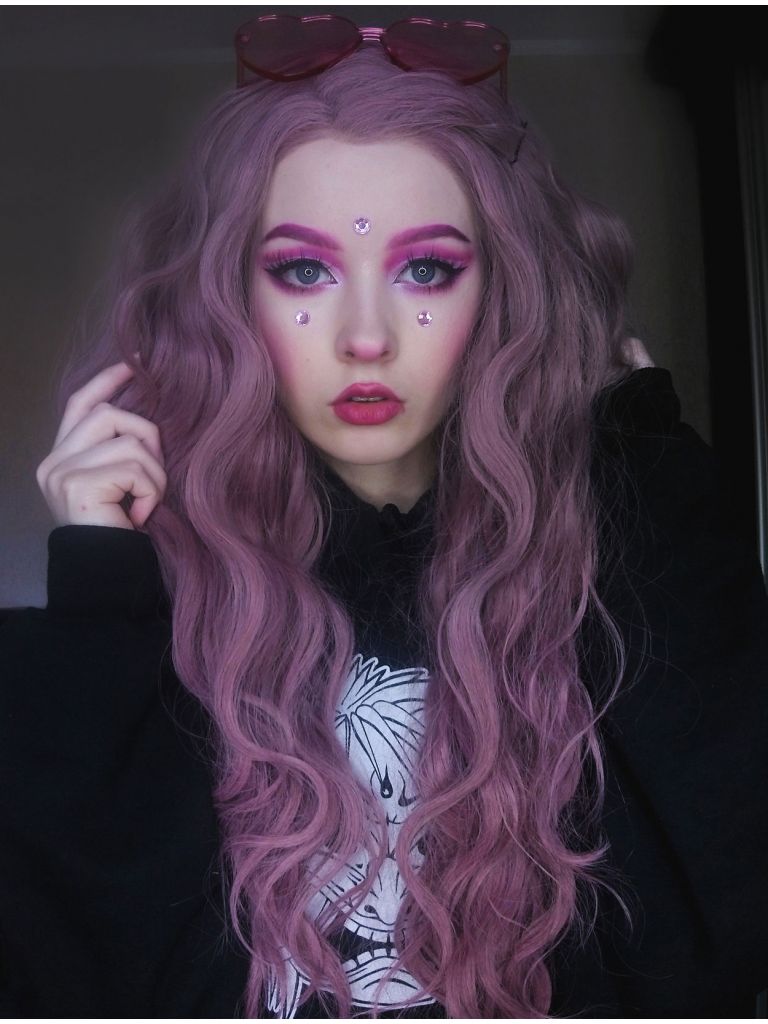 Pastel Grunge Wig Muted Purple
