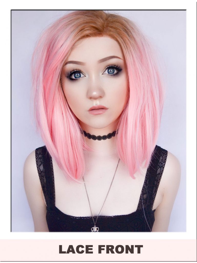 Pink Lace Front Wig Bob Pastel