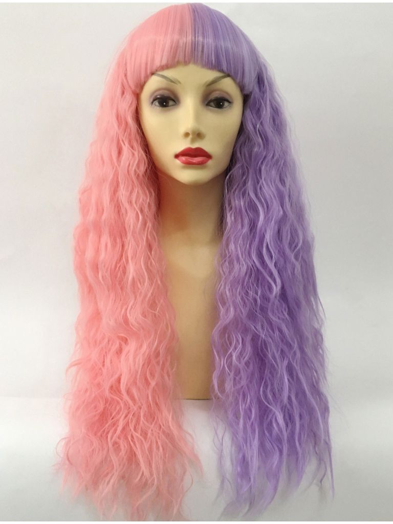 Split Colour Wig Pink And Purple