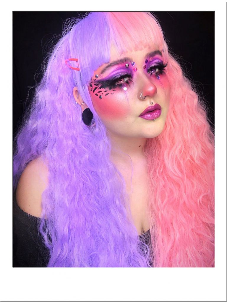 Half Pink And Half Purple Wig
