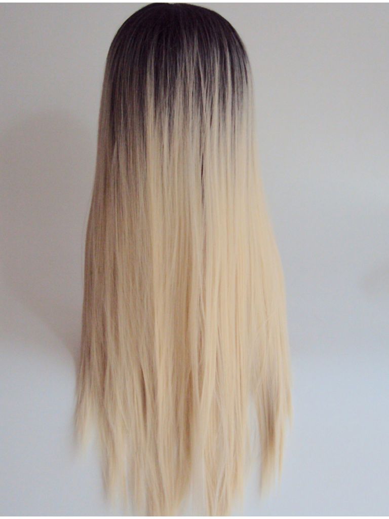 Blonde Wig Long With Dark Roots Straight