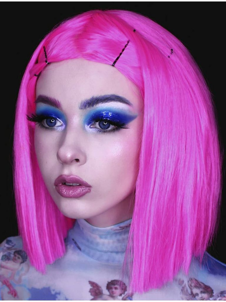 Short Bright Hot Pink Bob Wig