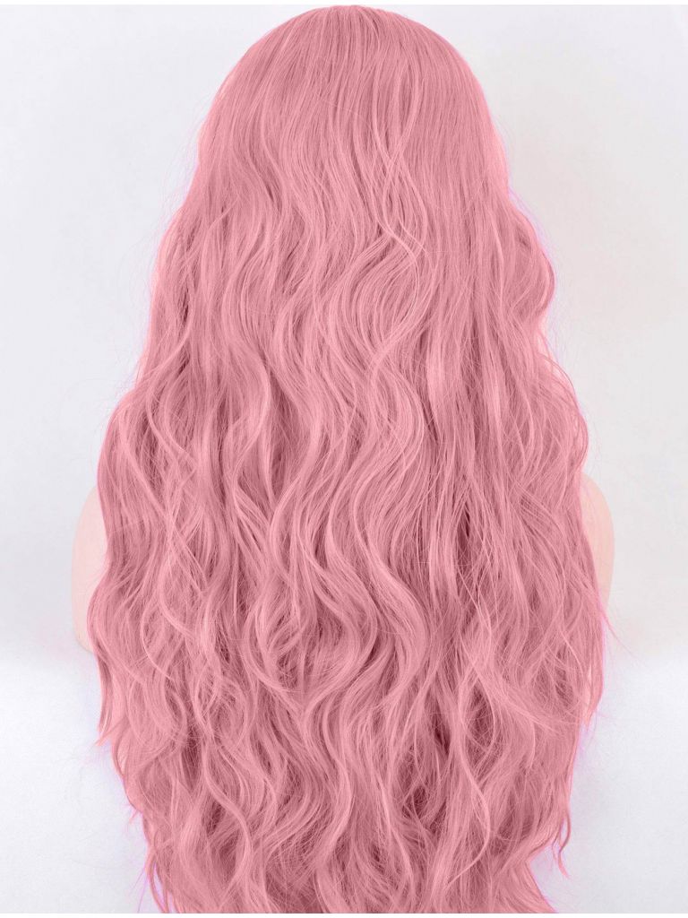 Dusty Pink Lace Front Wig Wavy