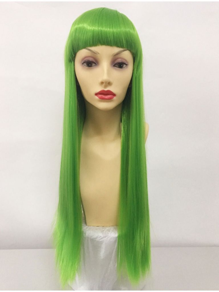 Bright Green Wig With Bangs