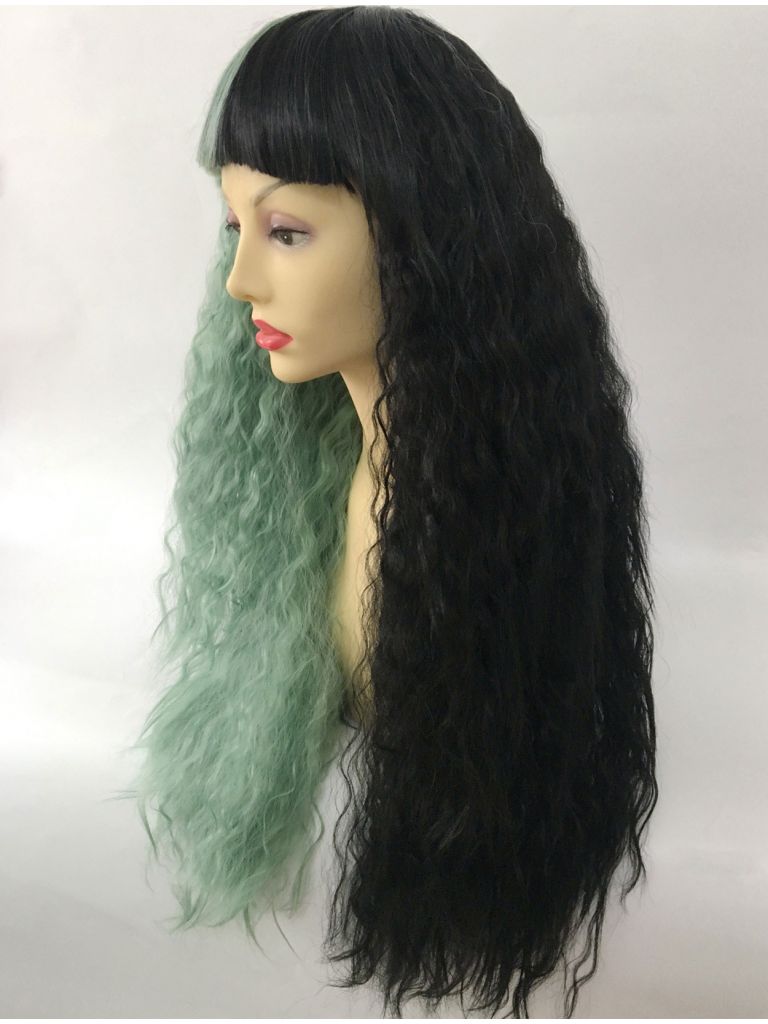 Half And Half Wig With Bangs