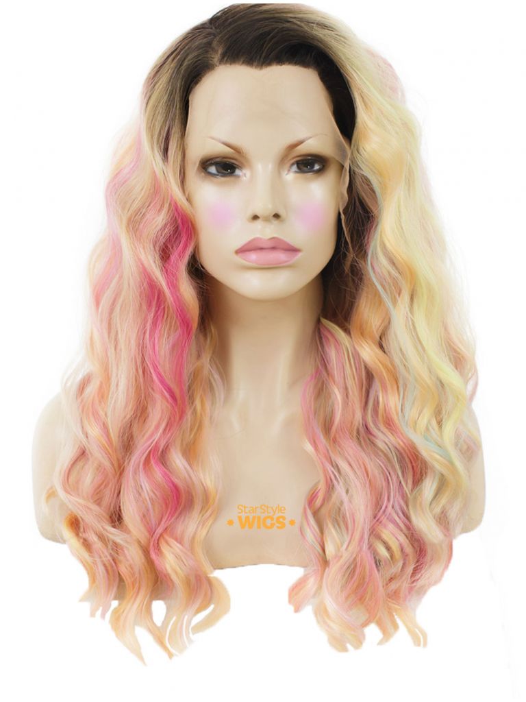 Multicolor Lace Front Wig Pastel