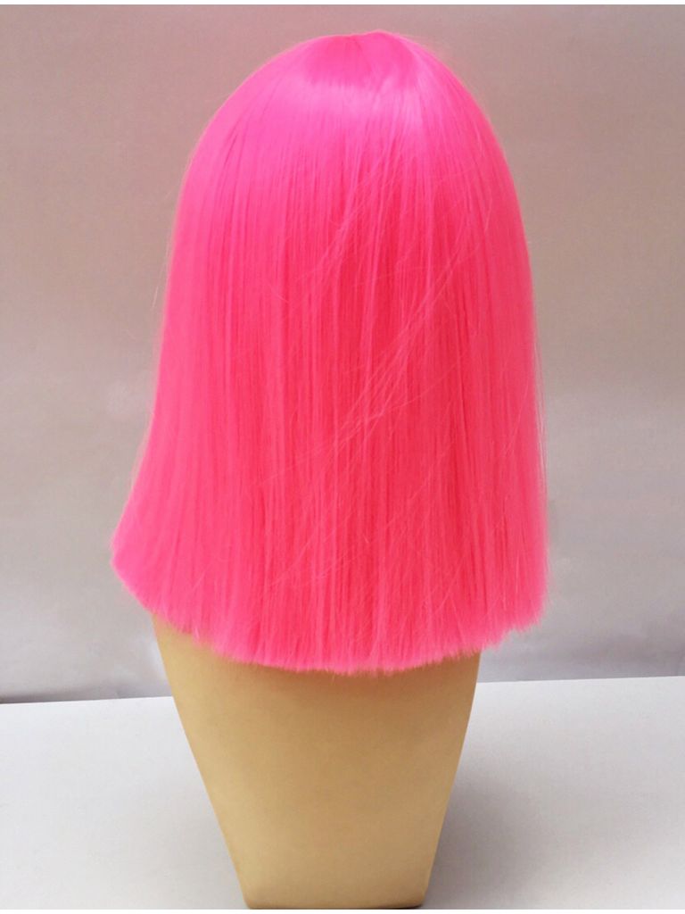 Short Neon Pink Bob Wig