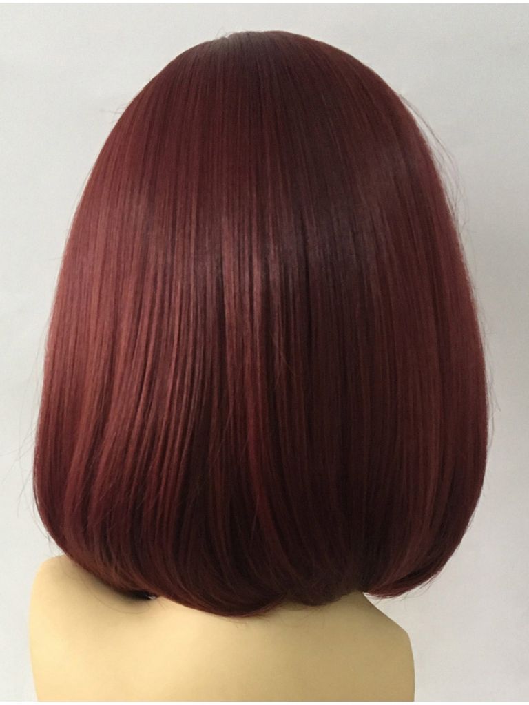 Red Wig Short Straight Bob