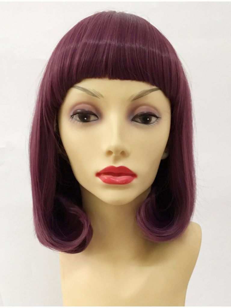 Pageboy Wig Purple Bob With Bangs