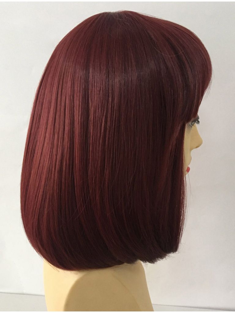 Red Pageboy Wig With Bangs
