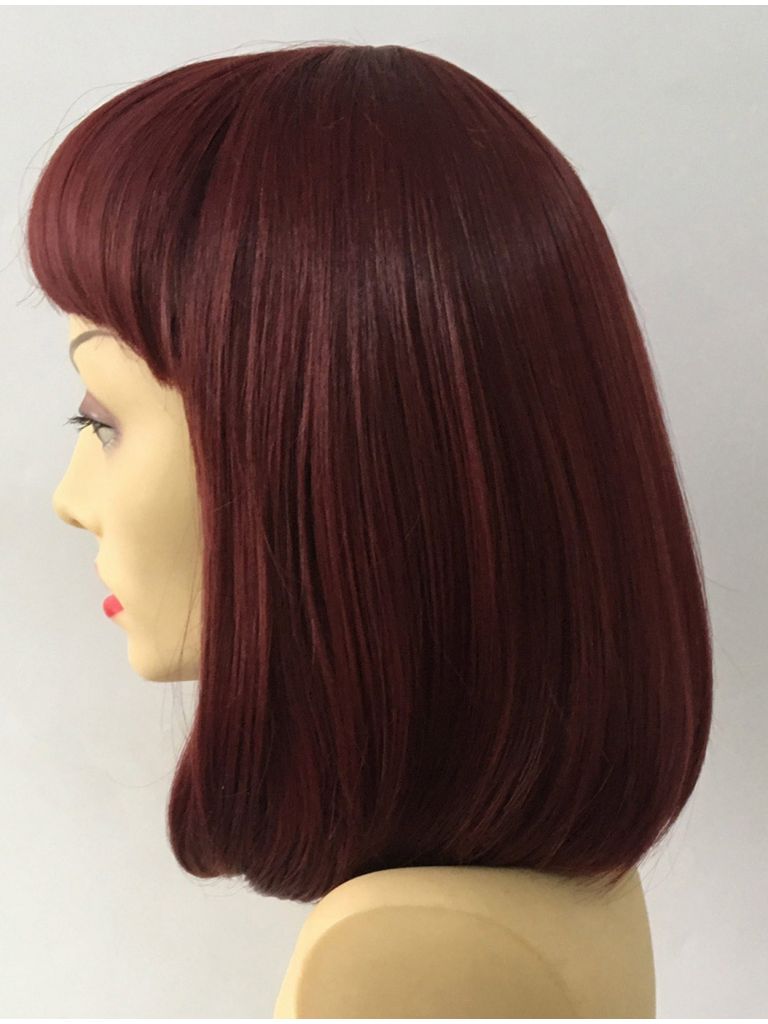 Short Red Bob Wig With Bangs