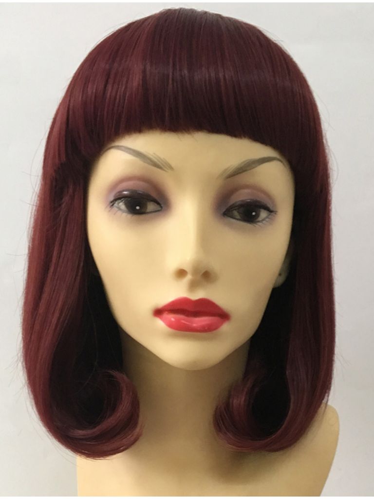 Red Blunt Bob Wig Short