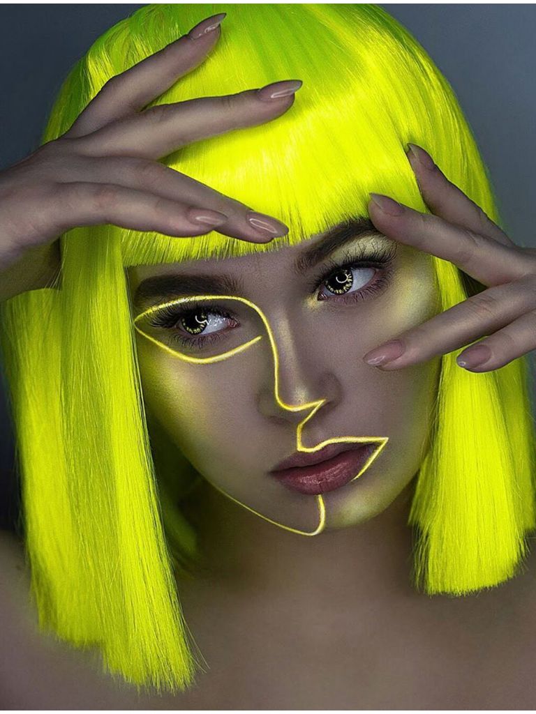 Bright Yellow Wig Short Bob